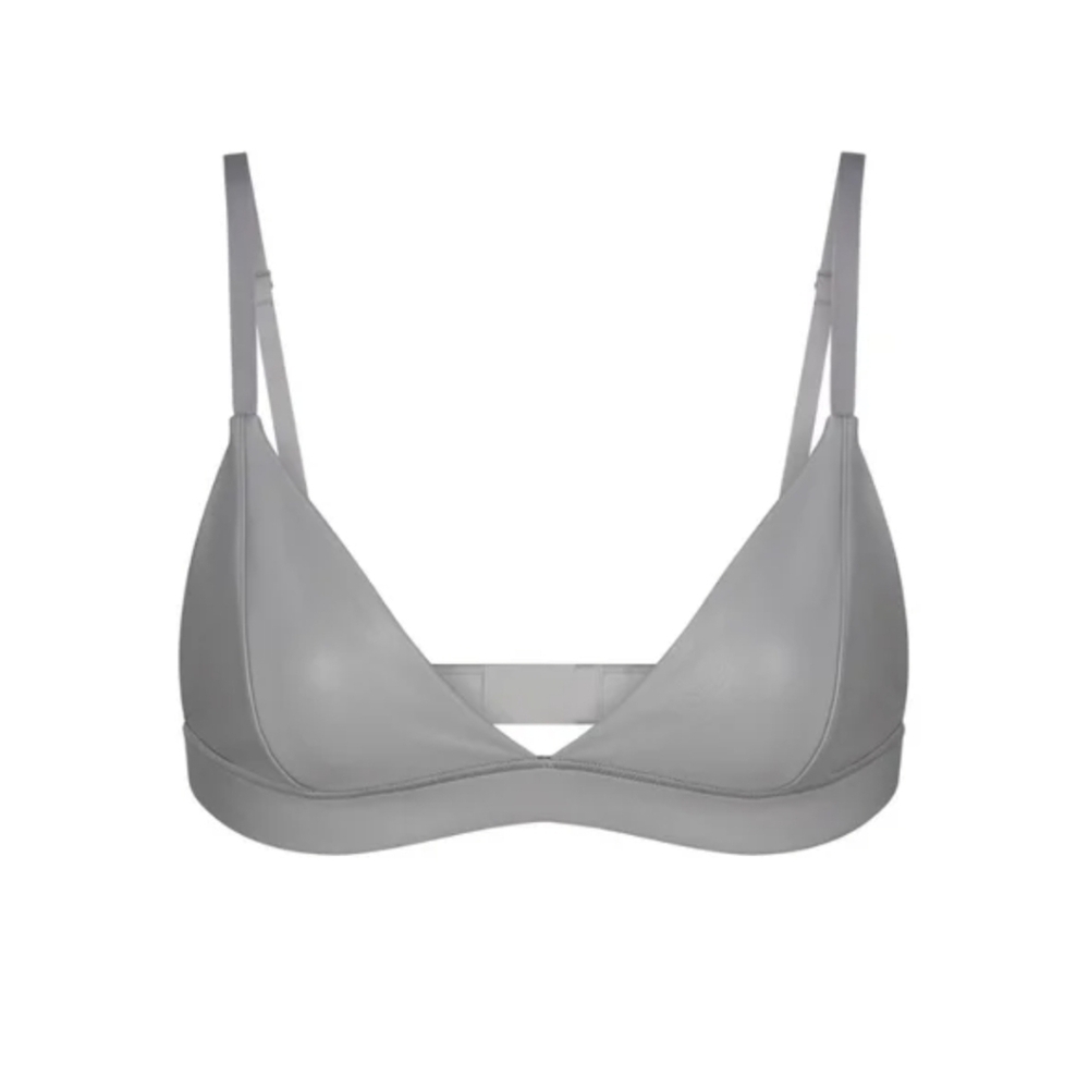 SKIMS Faux Leather Triangle Bralette Size:XXS Carbon